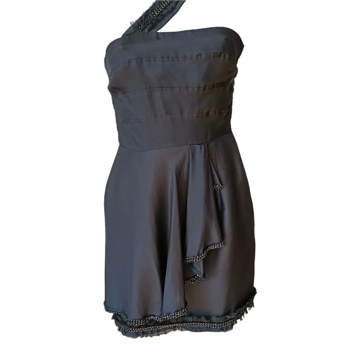 Rachel Gilbert One Shoulder Silk Mini Dress Black Size 0 / AU 6 - Image 4