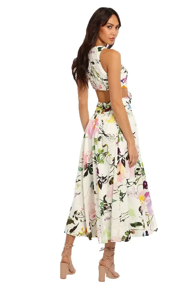 Aje Introspect Cut Out Midi Dress Botanic Floral Size 4 - Image 4