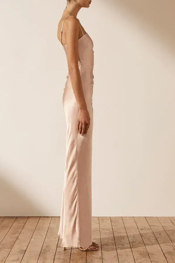 Shona Joy La Lune Ruched Maxi Dress in Desert Rose Size 14 for rent on The Volte - main image