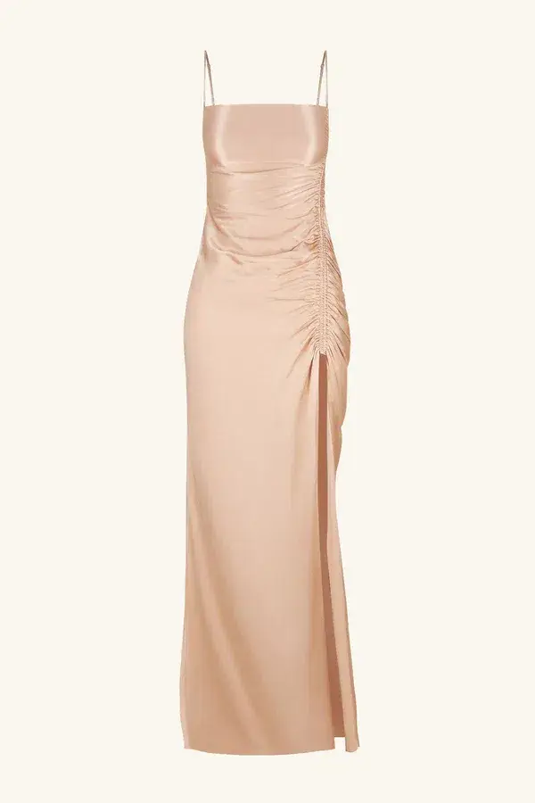 Shona Joy La Lune Ruched Maxi Dress in Desert Rose Size 14 for rent on The Volte - main image