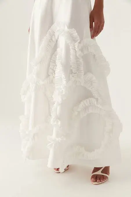 Aje Aurelia Frill Shell Top &  Kendra Frill Maxi Skirt Set Ivory Size 8 - Image 2