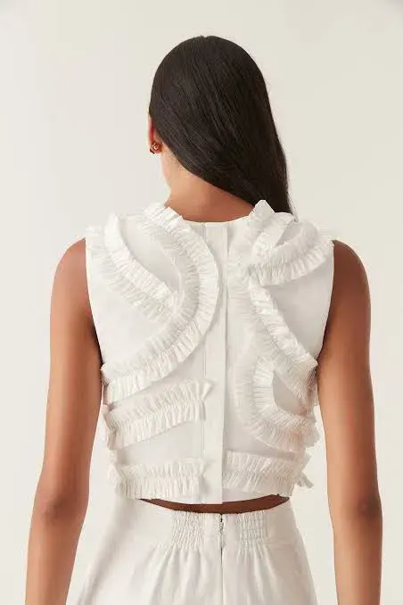 Aje Aurelia Frill Shell Top &  Kendra Frill Maxi Skirt Set Ivory Size 8 - Image 3