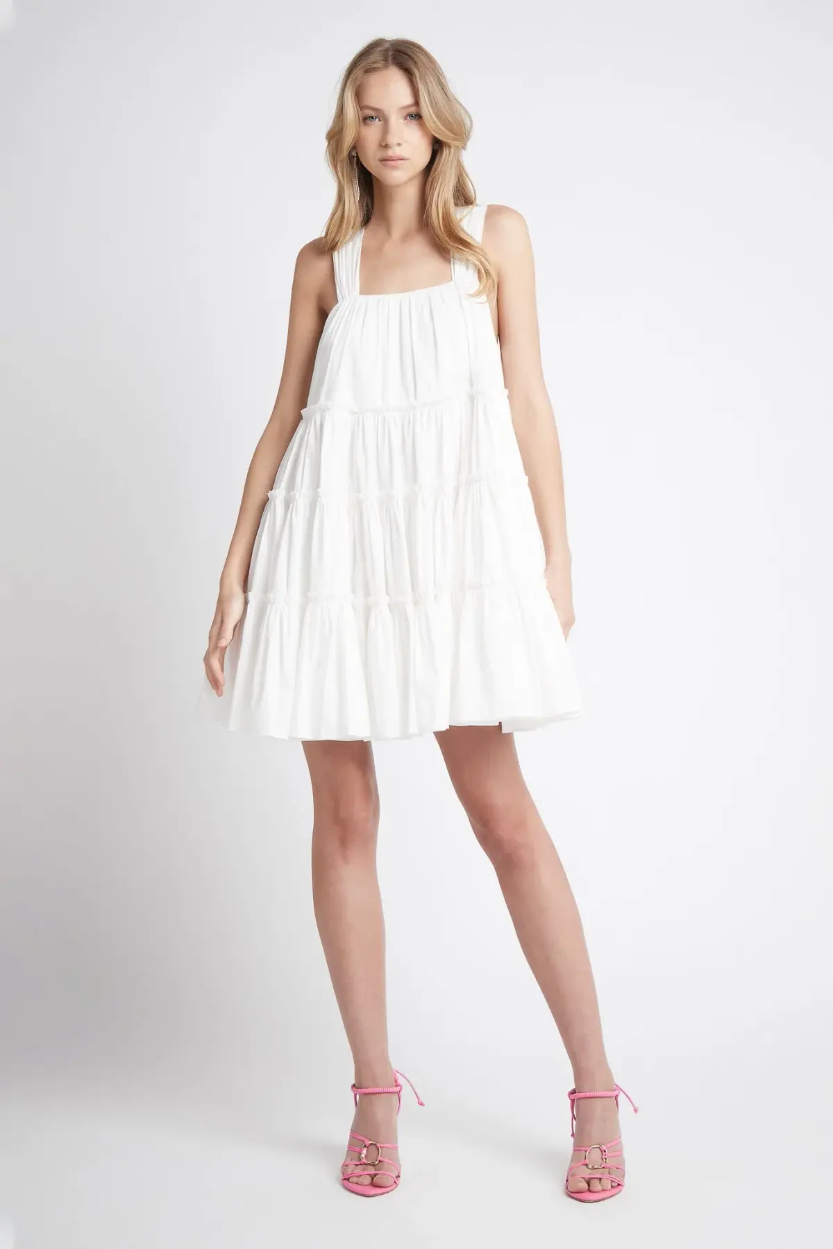 Aje Solstice Tiered Mini Dress Ivory Size 6 - Image 1