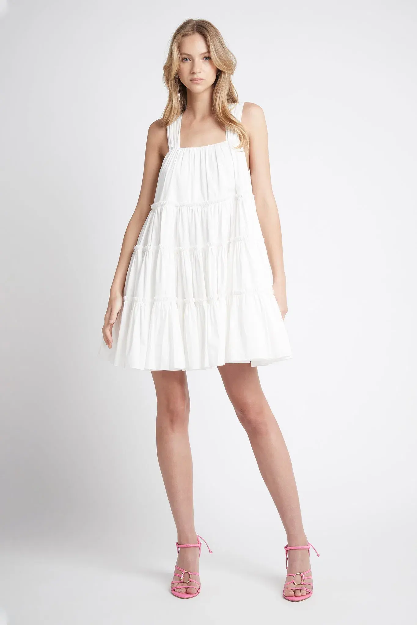 Aje Solstice Tiered Mini Dress Ivory Size 6 - Image 1