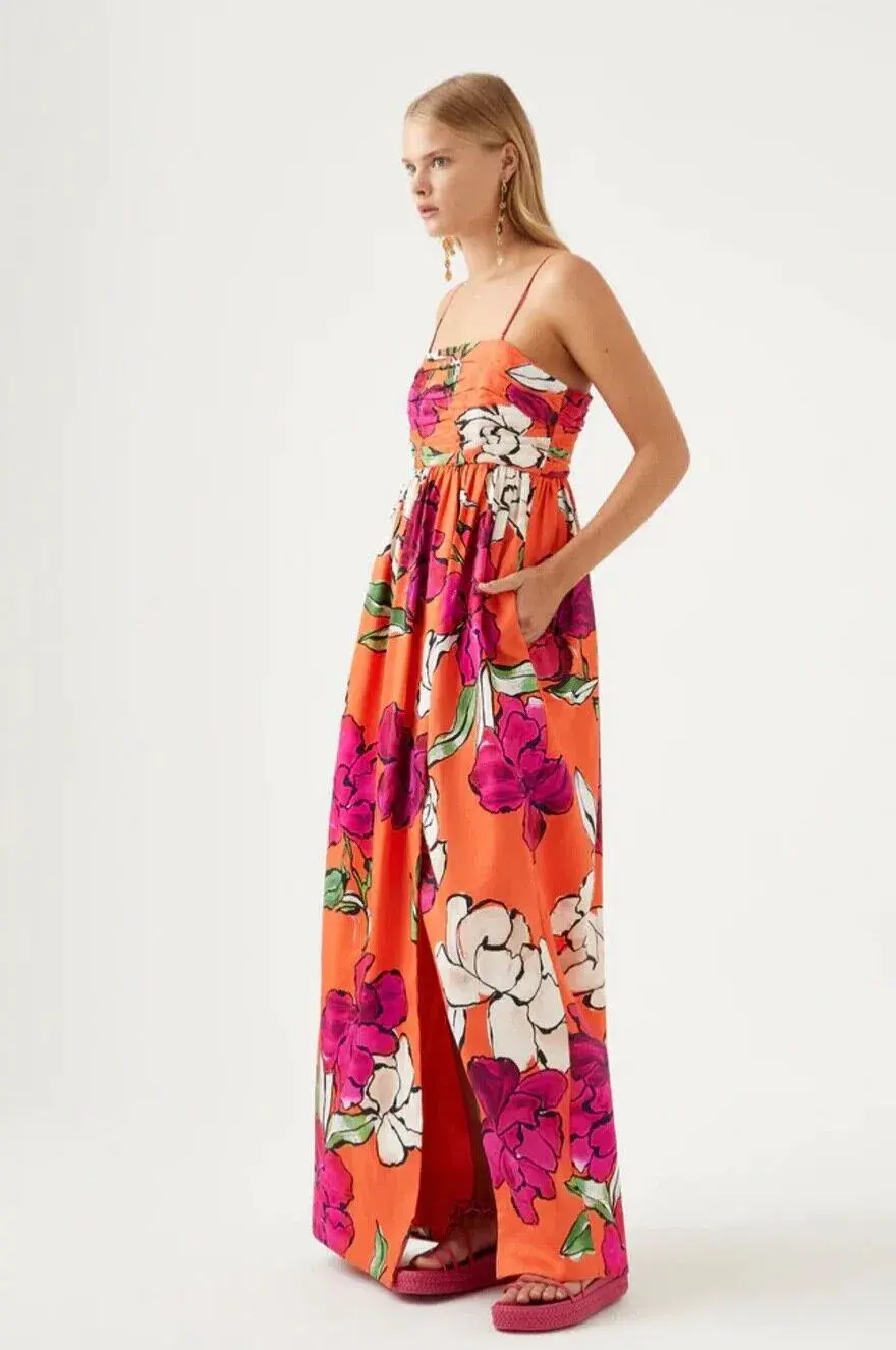 Aje Monument Tulip Maxi Dress in Vivid Camellia Floral - Size 6 - Image 2