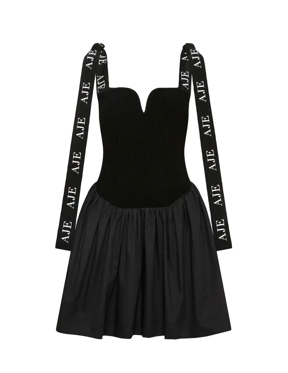 Aje Mira Logo Strap Tulip Mini Dress in Black - Size S - Image 5