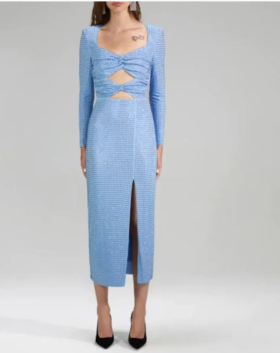 Self Portrait Rhinestone Cutout Midi Dress Blue Size S / AU 8 - Image 2