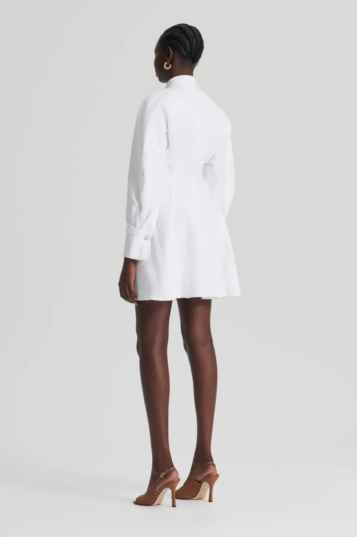 Scanlan Theodore Denim Cocoon Sleeve Mini Dress White Size 8 - Image 4