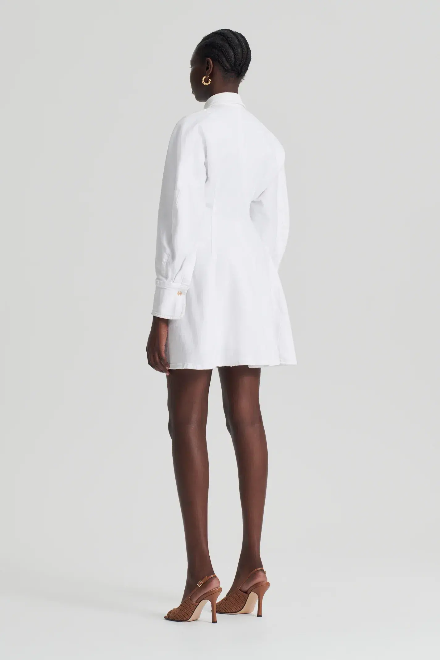 Scanlan Theodore Denim Cocoon Sleeve Mini Dress White Size 8 - Image 4