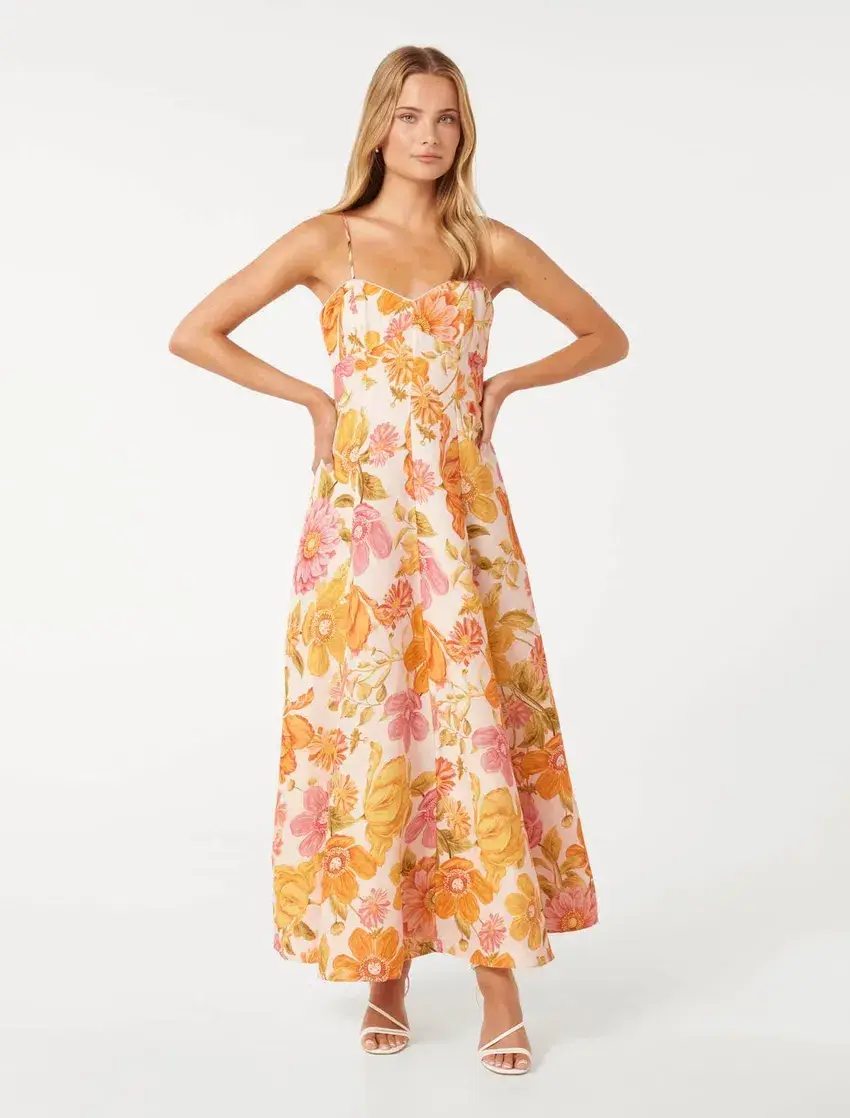 Forever New Vayda Strap Midi Sun Dress Size 8 - Image 1
