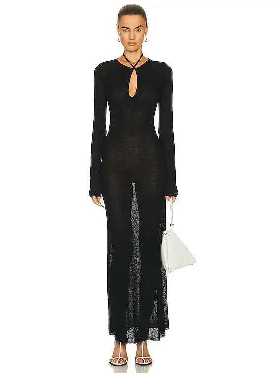 Sir The Label Emmeline Halter Long Sleeve Dress Black Size 6  - Image 1