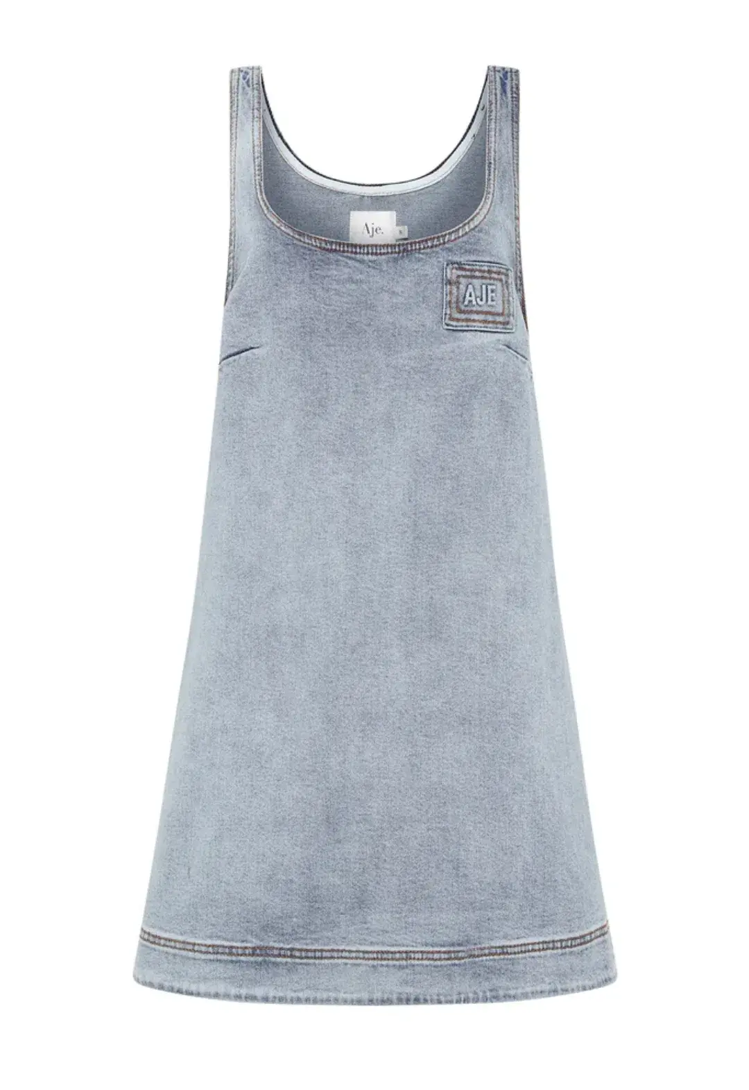 Aje Bambie Denim Mini Dress Two Tone Indigo Size 6  - Image 5