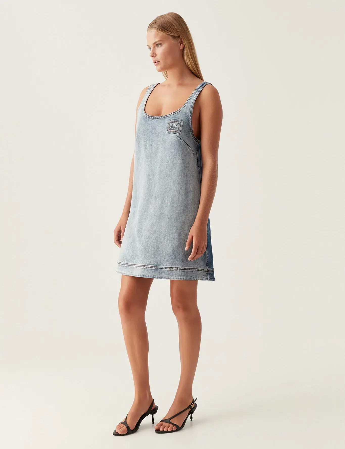 Aje Bambie Denim Mini Dress Two Tone Indigo Size 6  - Image 1
