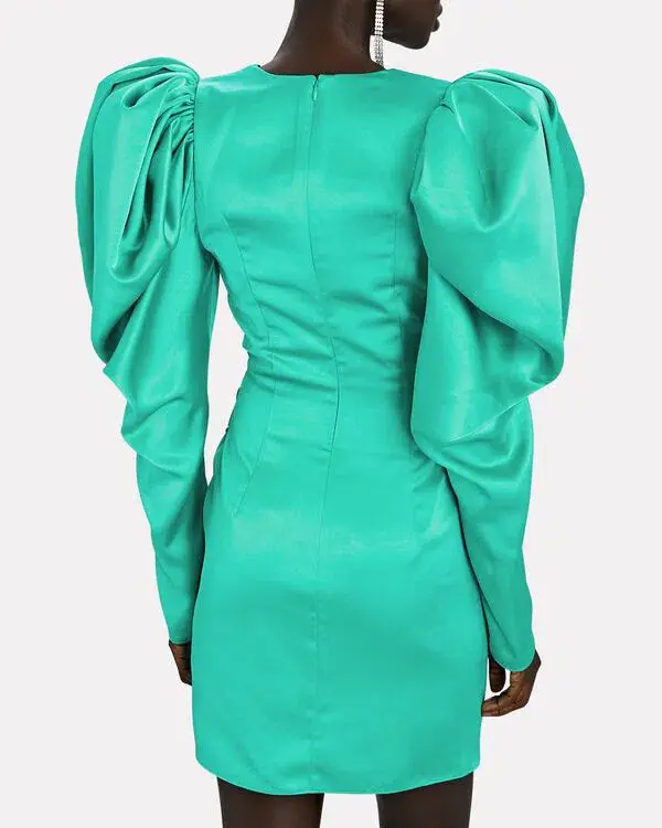 Acler Irwin Mini Dress Electric Green Size Au 10 - Image 3