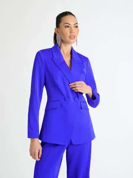 Sheike Lillian Jacket & Pants Set in Cobalt Blue Size 6 - Image 2