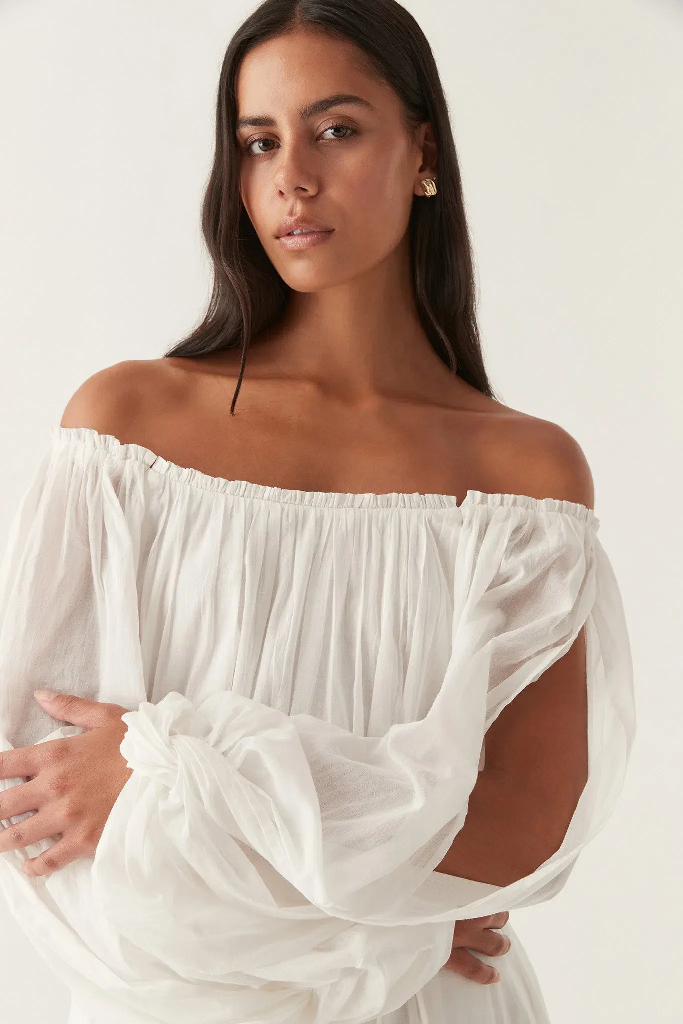 Aje Avani Smock Midi Dress Ivory Size 12 - Image 3