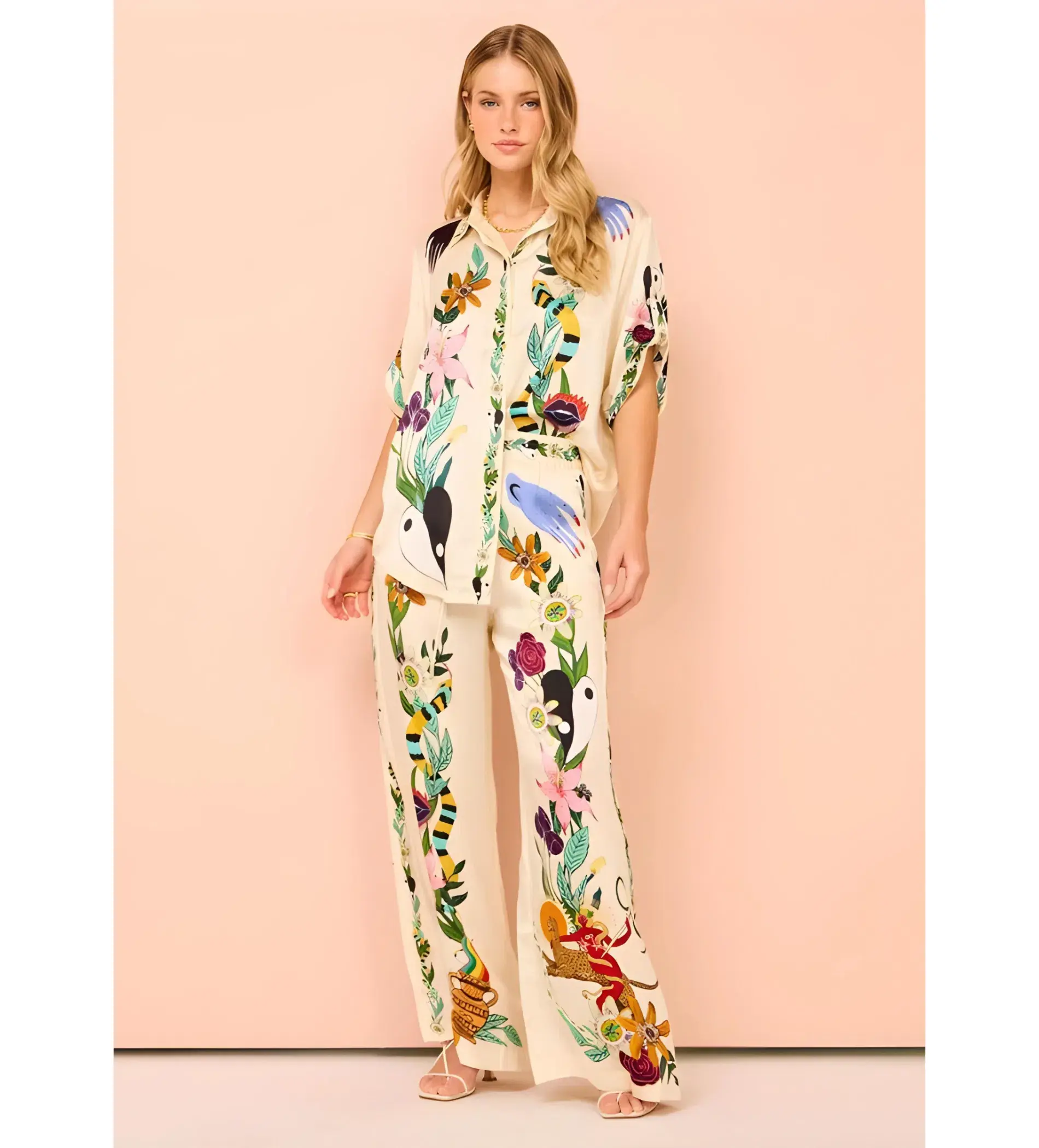 Alemais Meagan Silk Shirt & Pants Set Print Size 12 - Image 1