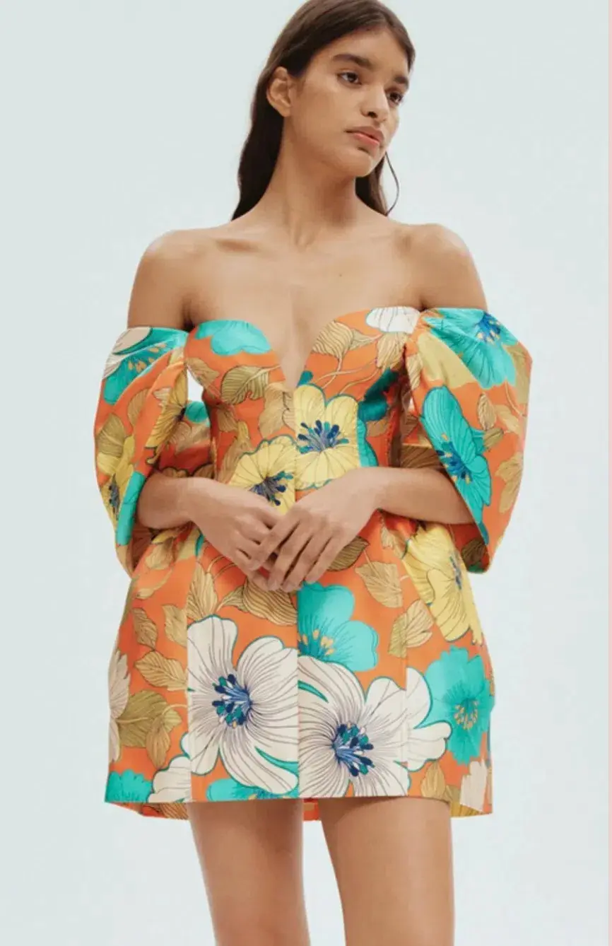 Alemais Piato Sculpt Mini Dress Floral Size 12 - Image 2