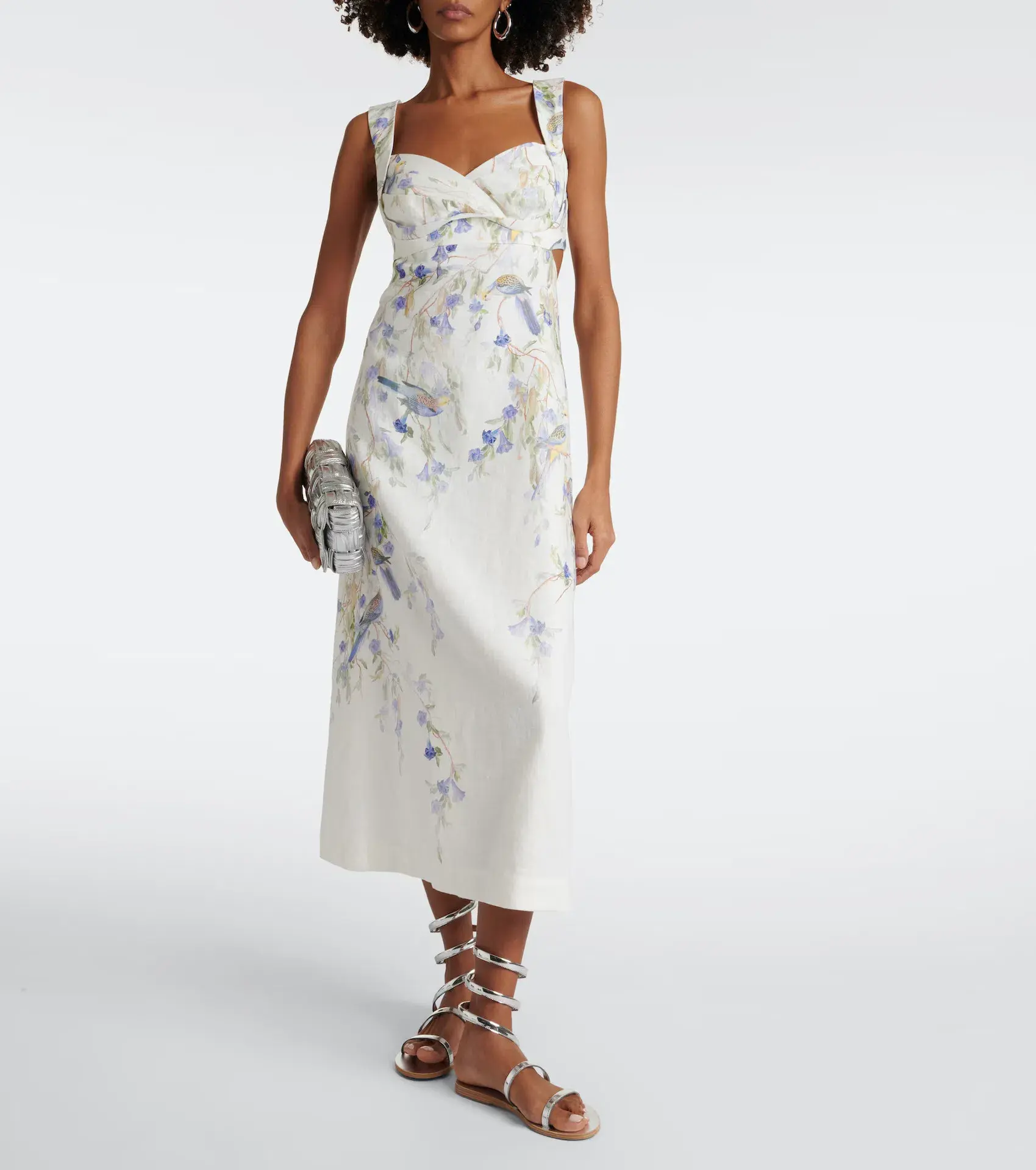 Zimmermann Natura Midi Dress Blue Birds Size 0 / AU 8 - Image 1