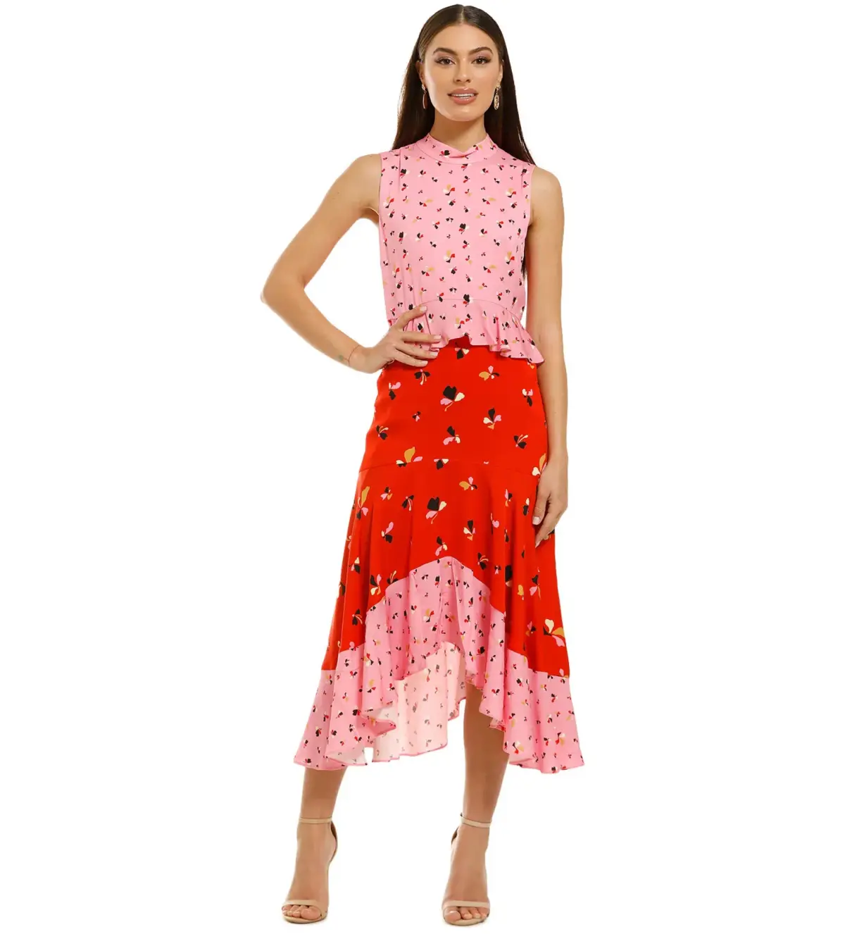 Rebecca Vallance Ruby Ruffle Dress Multi Size 8 - Image 1