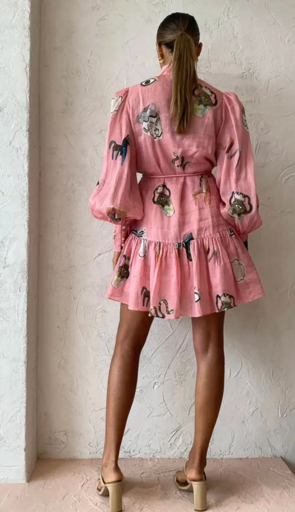Alemais Cleo Smock Mini Dress in Pink Size 8  - Image 5