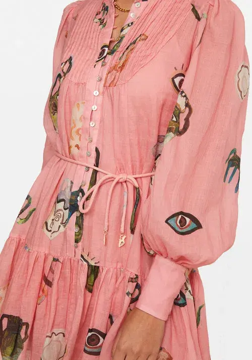 Alemais Cleo Smock Mini Dress in Pink Size 8  - Image 2