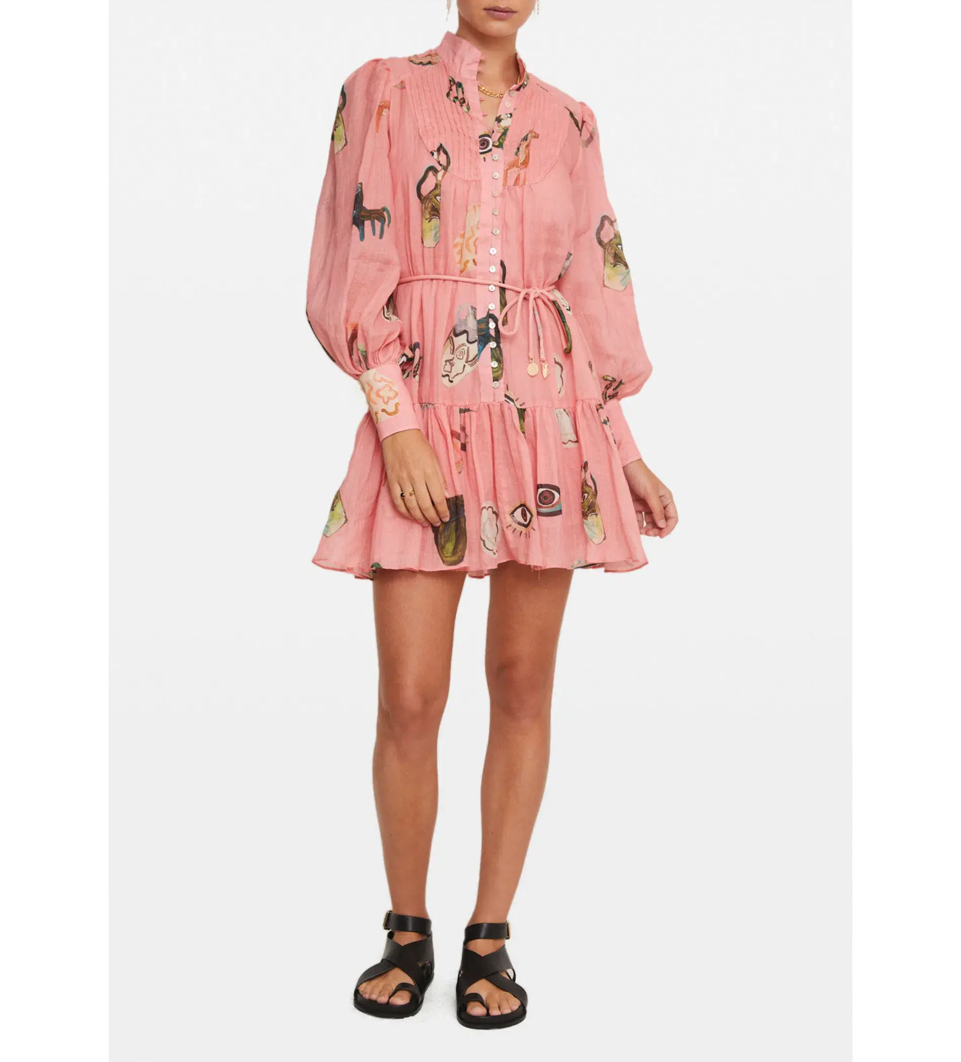 Alemais Cleo Smock Mini Dress in Pink Size 8  - Image 1