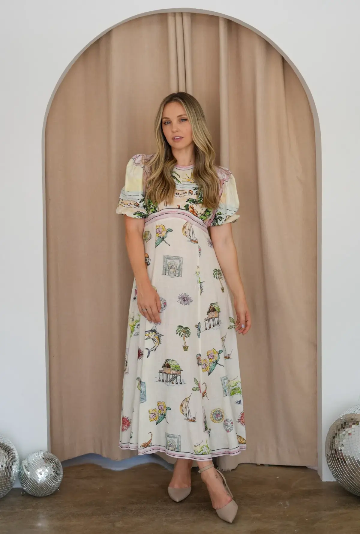 Alemais Sunset Midi Dress Print Size 8 - Image 1