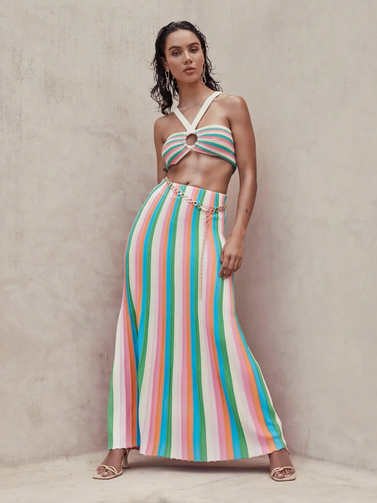 Sheike Rainbow Bright Knit Top and Skirt Set Multi Size 6  - Image 1