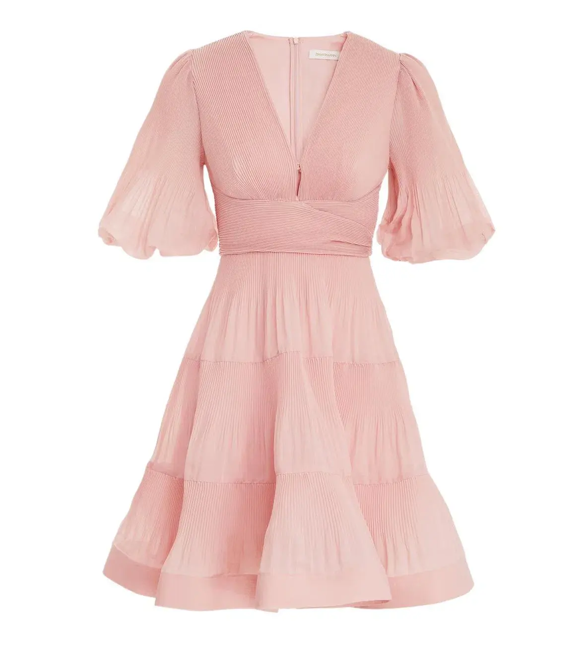 Zimmermann Pleated Mini Dress in Light Peach 0P / AU 6 - Image 2