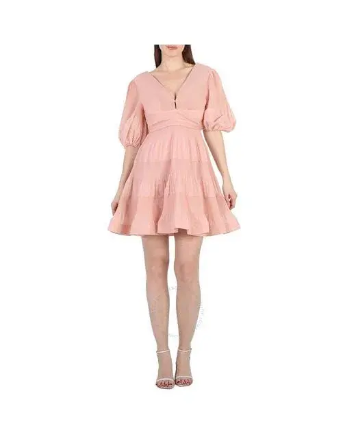 Zimmermann Pleated Mini Dress in Light Peach 0P / AU 6 - Image 1