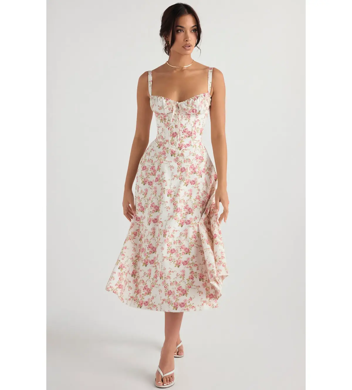 House of CB Carmen Rose Print Bustier Sundress S / Au 8 - Image 1