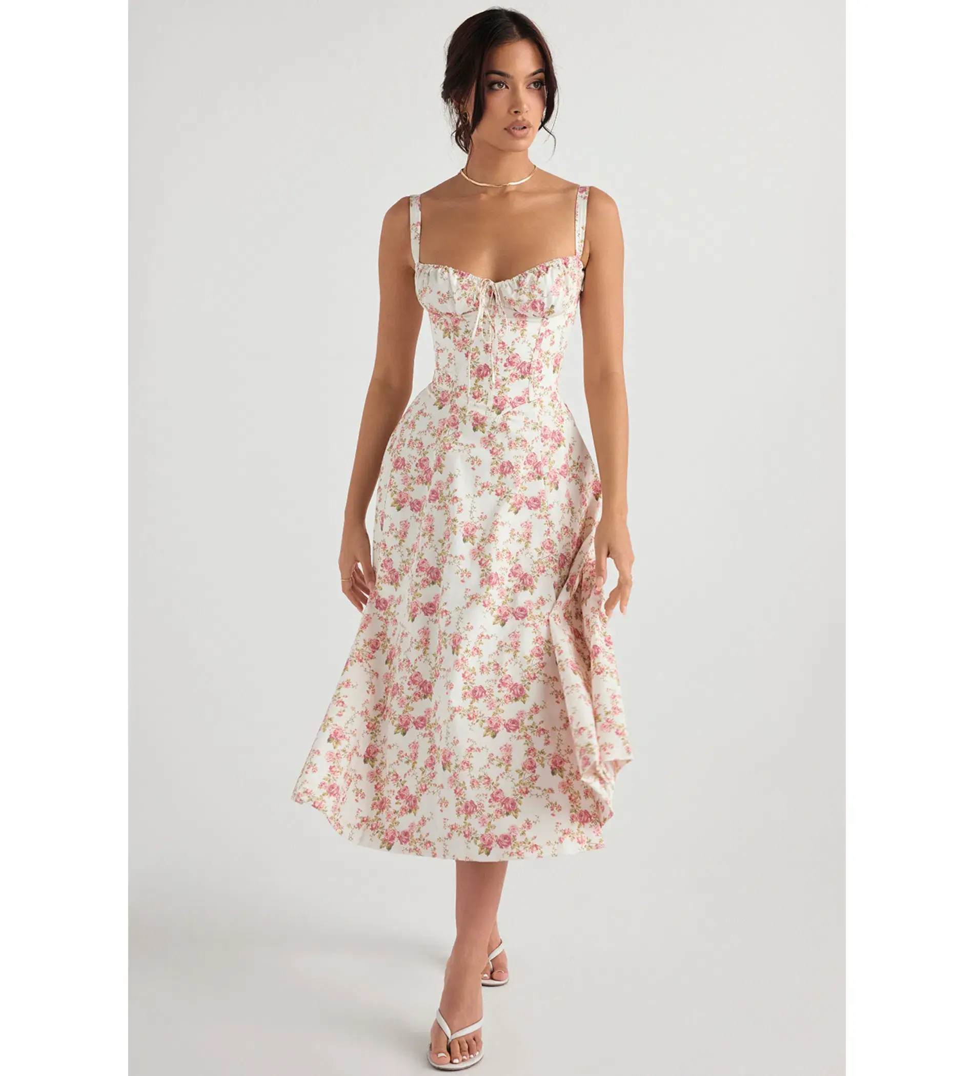 House of CB Carmen Rose Print Bustier Sundress S / Au 8 - Image 1