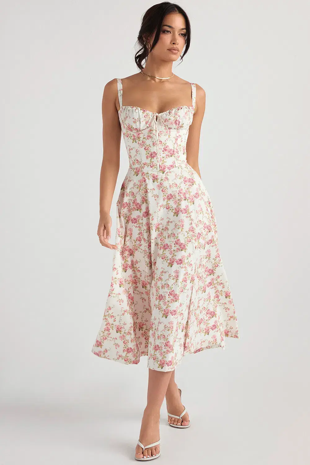 House of CB Carmen Rose Print Bustier Sundress S / Au 8 - Image 3