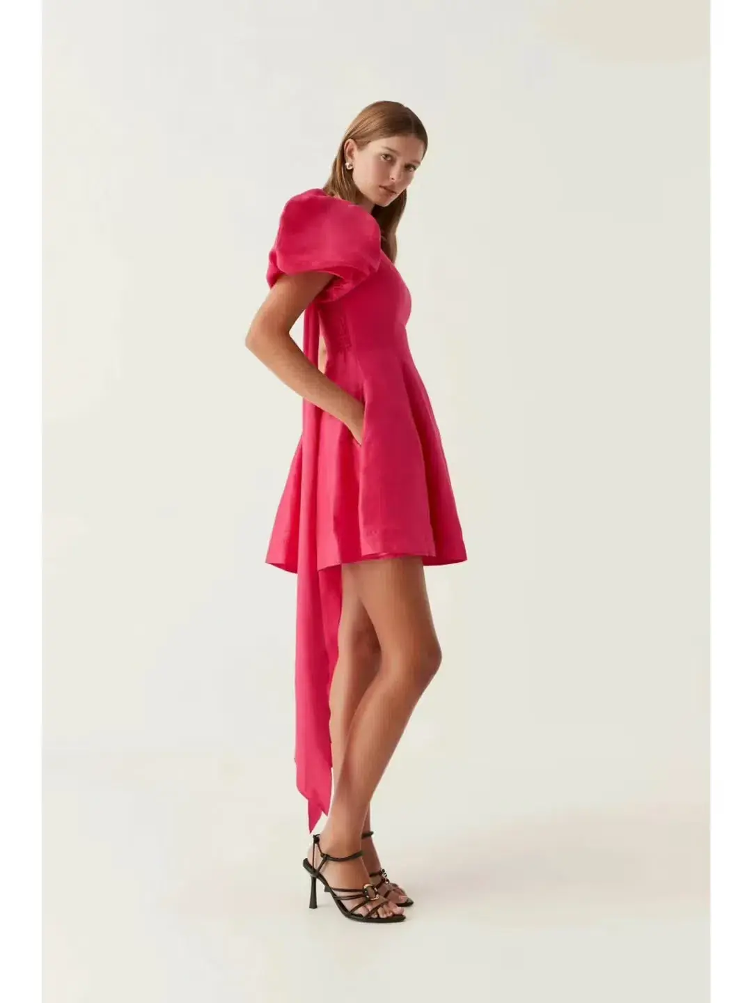 Aje Artista Tulip Sleeve Mini Dress Bougainvillea Red Size 8  - Image 2