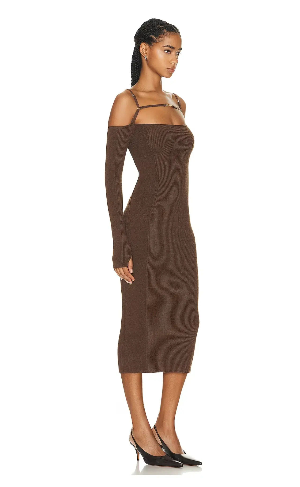 Jacquemus La Robe Sierra Midi Dress Brown Size AU 6 - Image 2