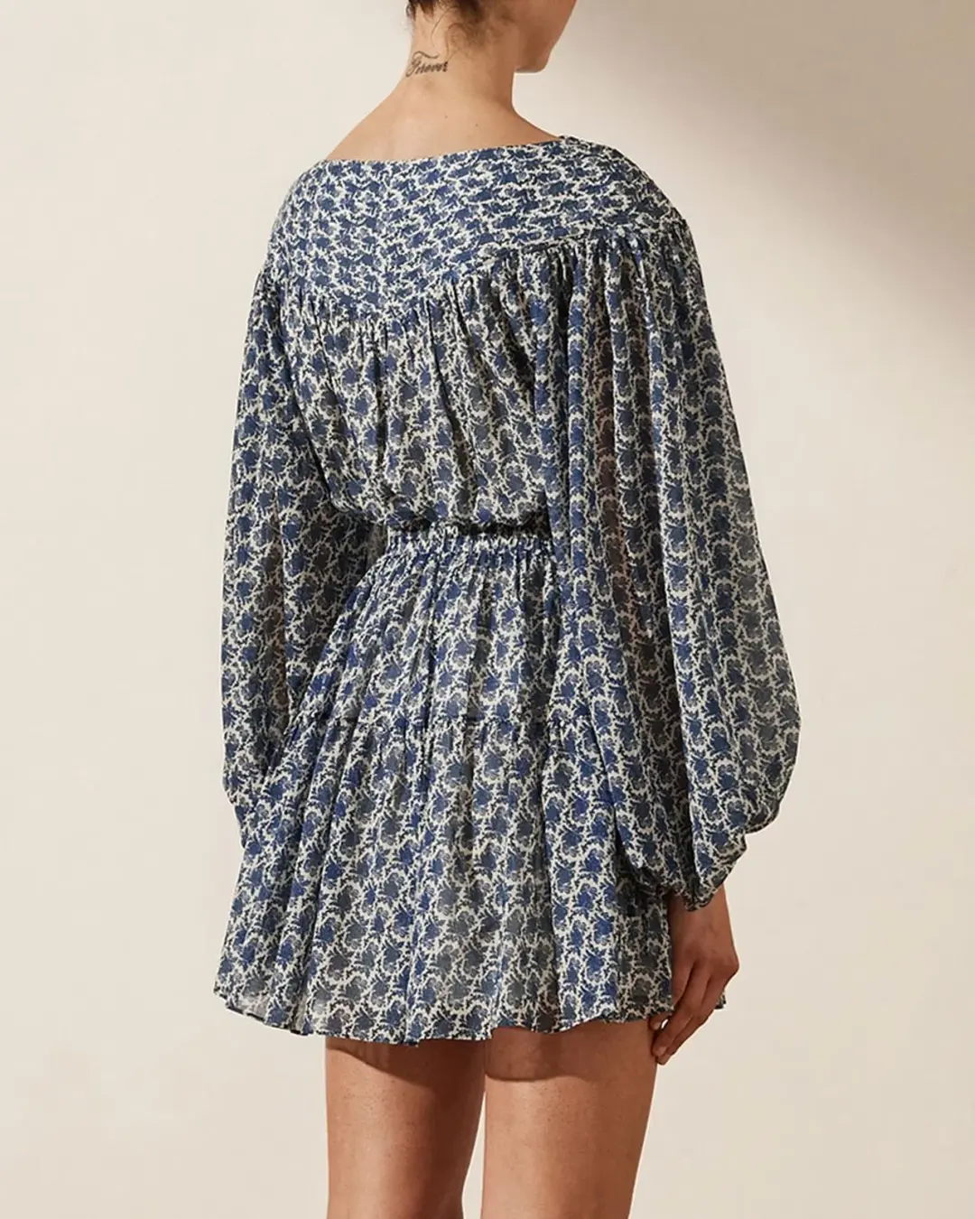 Shona Joy Daniela Pin Tuck Balloon Sleeve Mini Dress Print Size 6 for rent on The Volte - main image