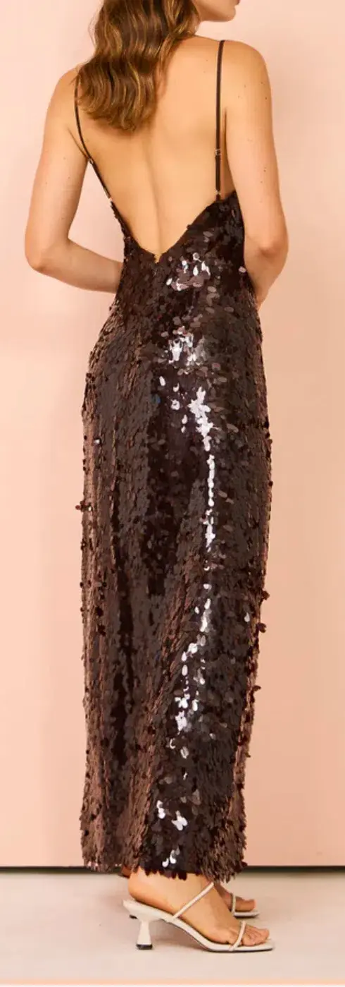Alemais Geanie Sequin Gown in Chocolate Size 8 - Image 4