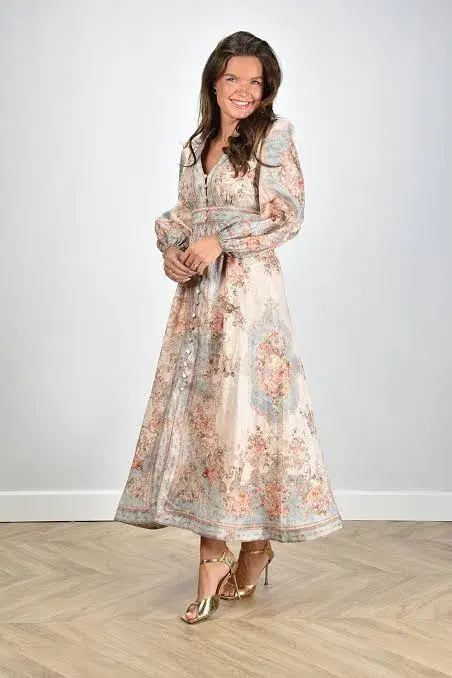 Zimmermann August Plunge Midi Dress Sky Blue Floral Size 1 / AU 10 - Image 4