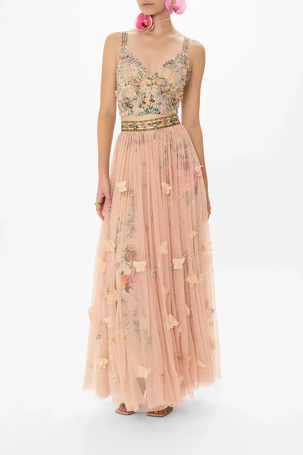 Camilla 3D Hand Embroidered Seam Detail Bralette Rose Garden Revolution Print Size L / AU 14 - Image 1