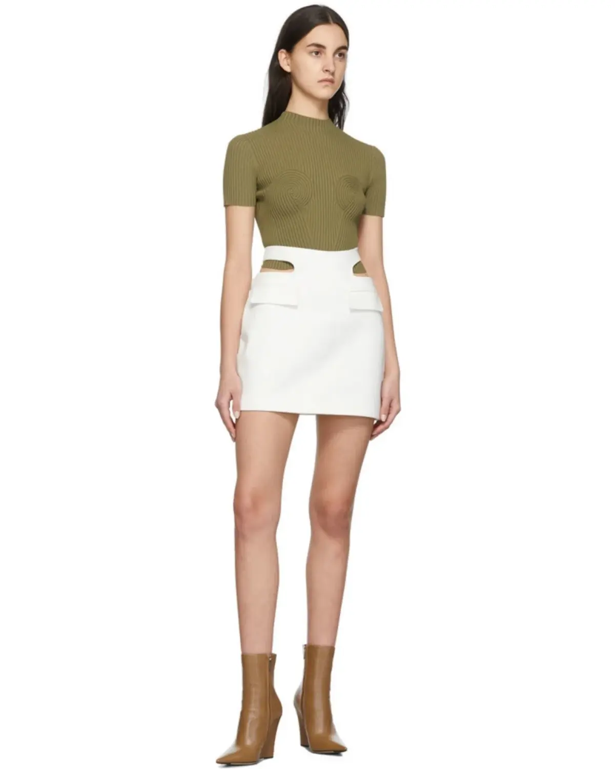 Dion Lee Y Front Mini Skirt White Size AU 8 - Image 2