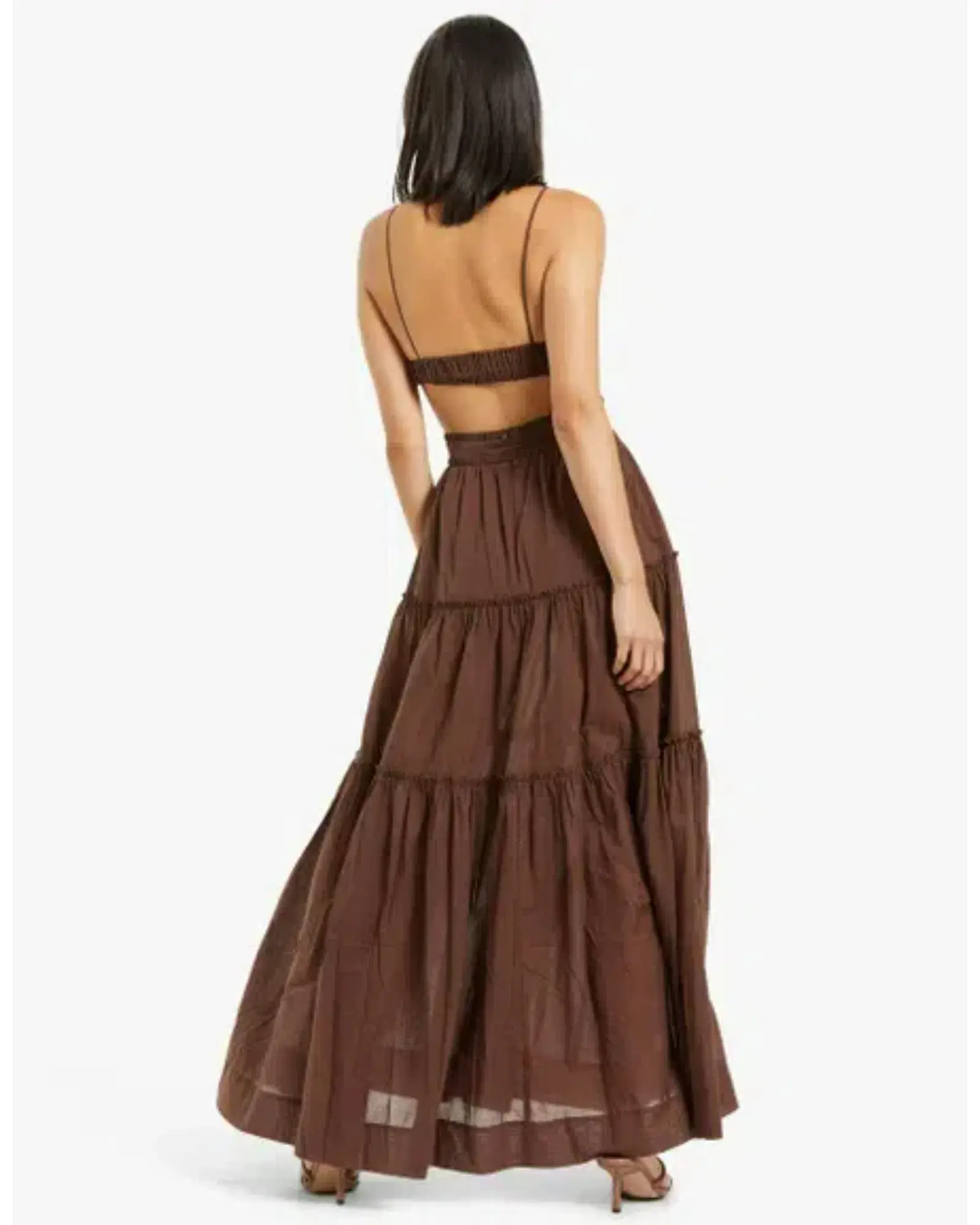 Bec & Bridge Carla V Maxi Dress in Chocolate Brown Size AU 6 - Image 2