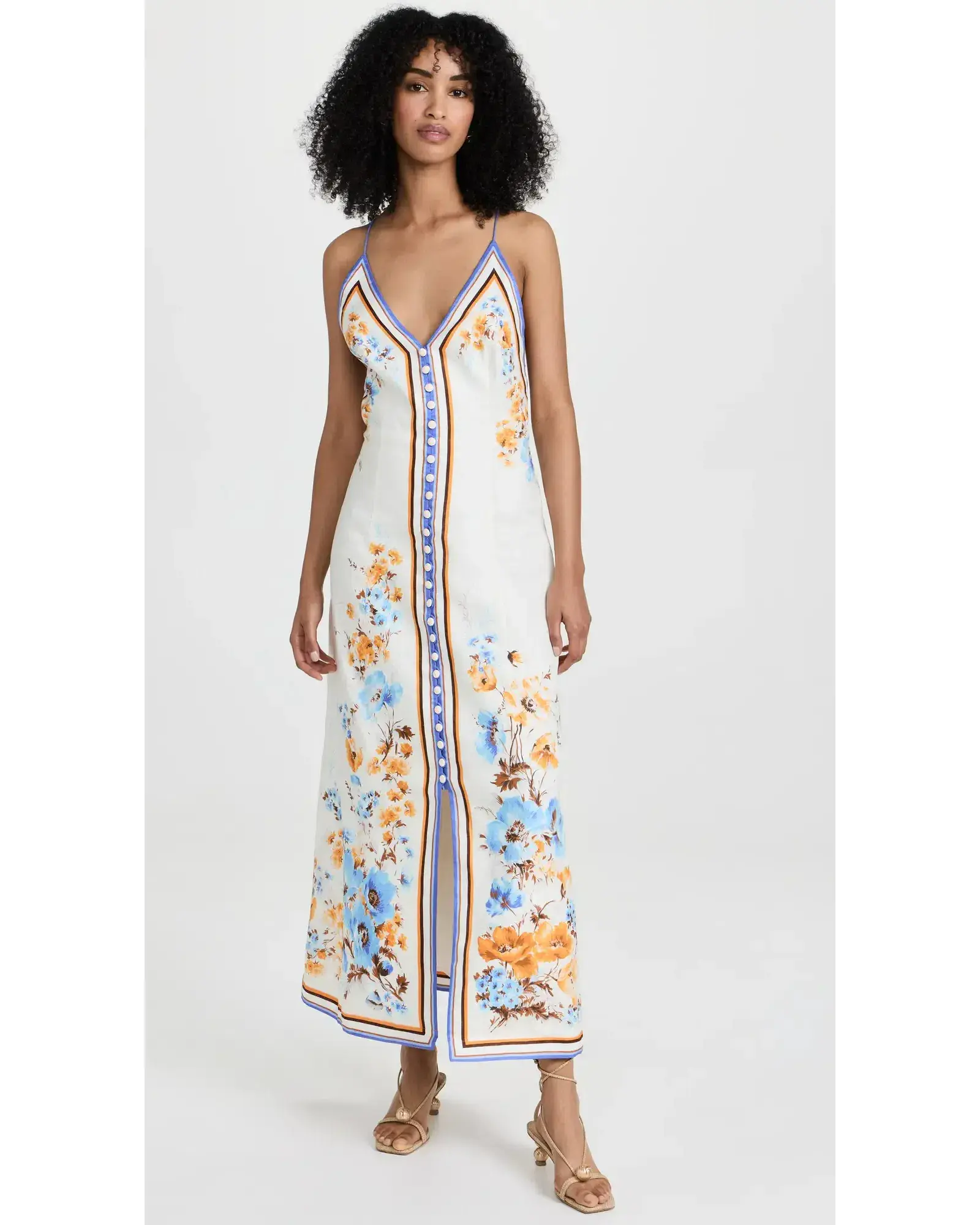 Zimmermann Halcyon Slip Dress Orange/Blue Floral Size 1 / AU 10 - Image 1