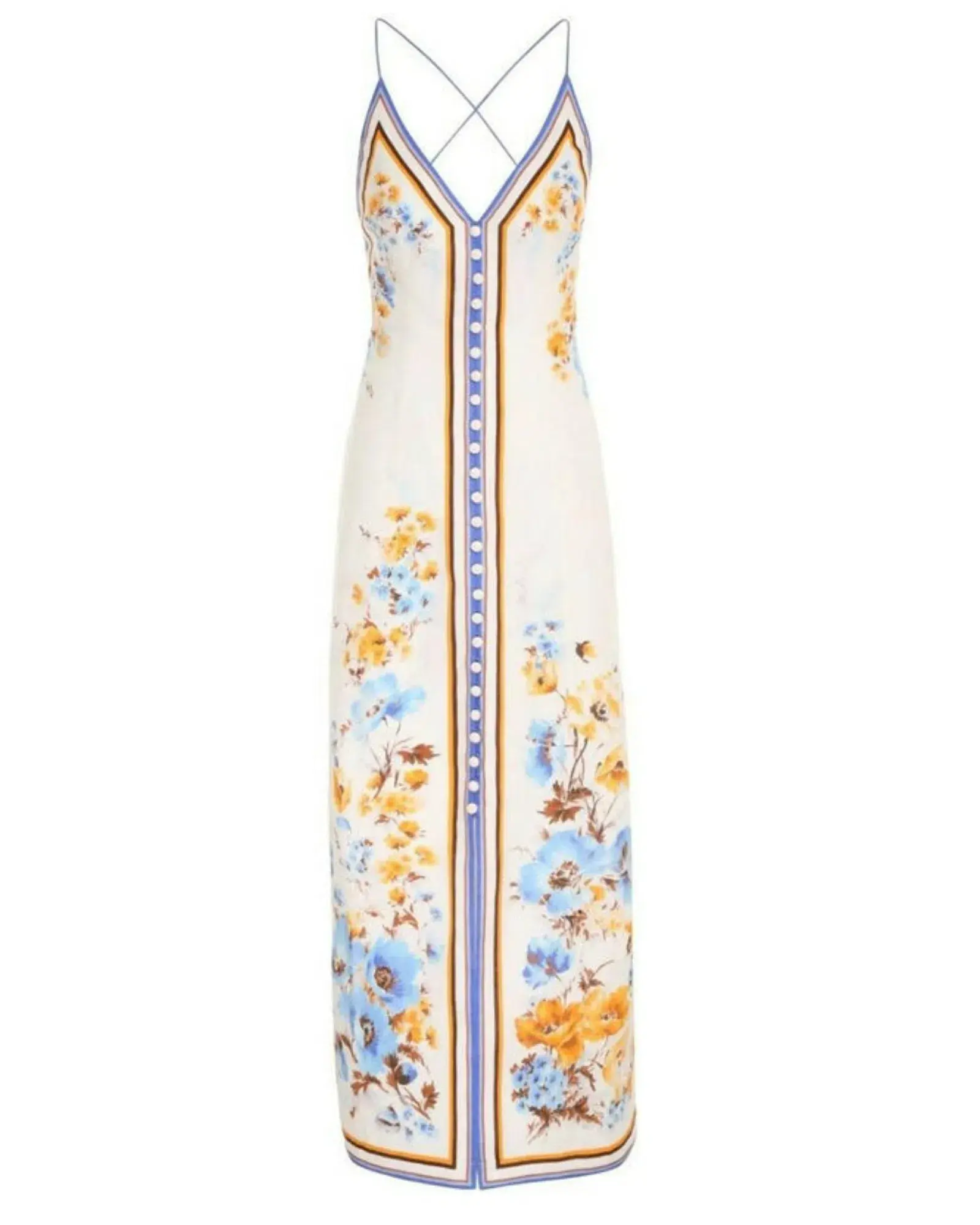 Zimmermann Halcyon Slip Dress Orange/Blue Floral Size 1 / AU 10 - Image 4