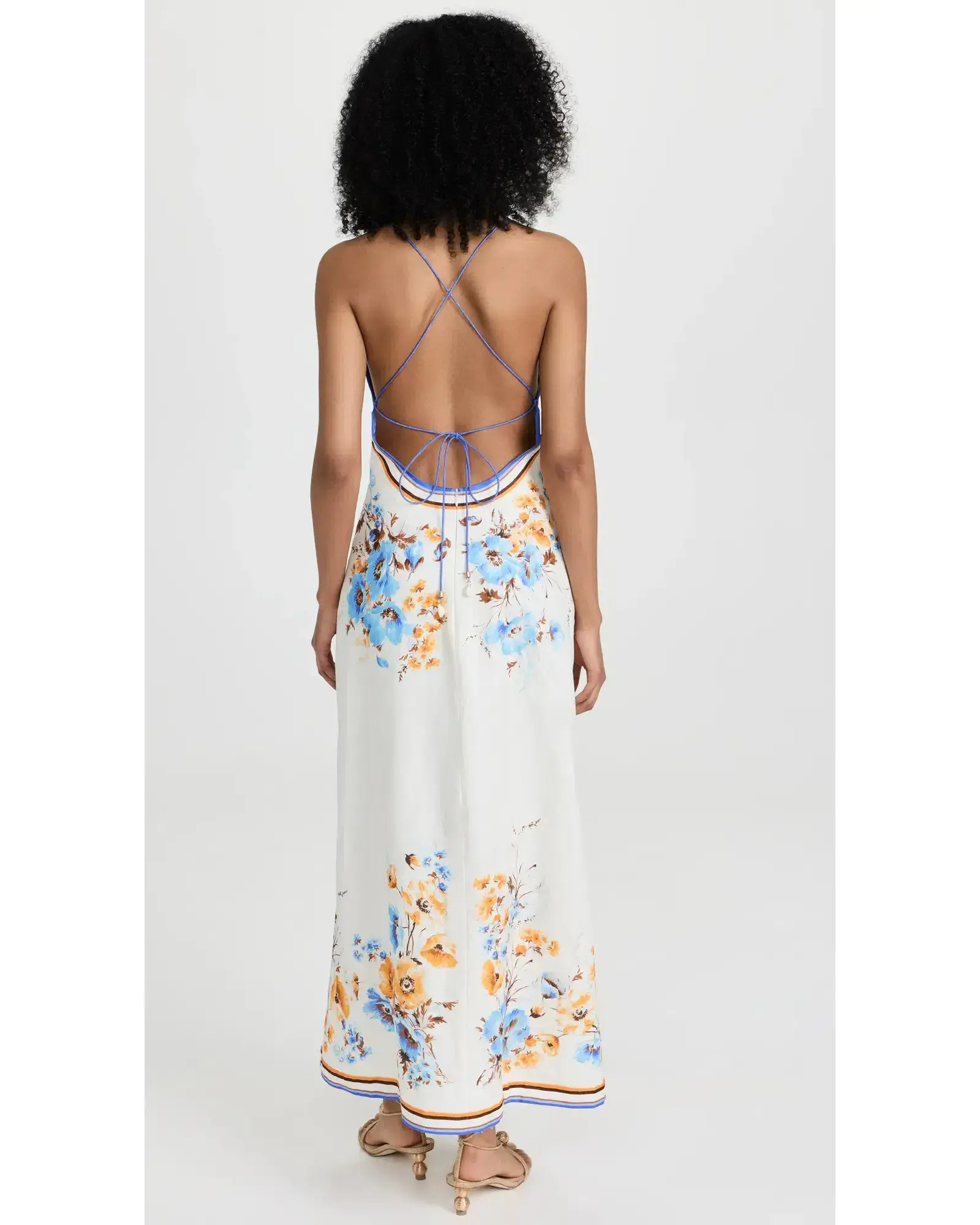 Zimmermann Halcyon Slip Dress Orange/Blue Floral Size 1 / AU 10 - Image 3