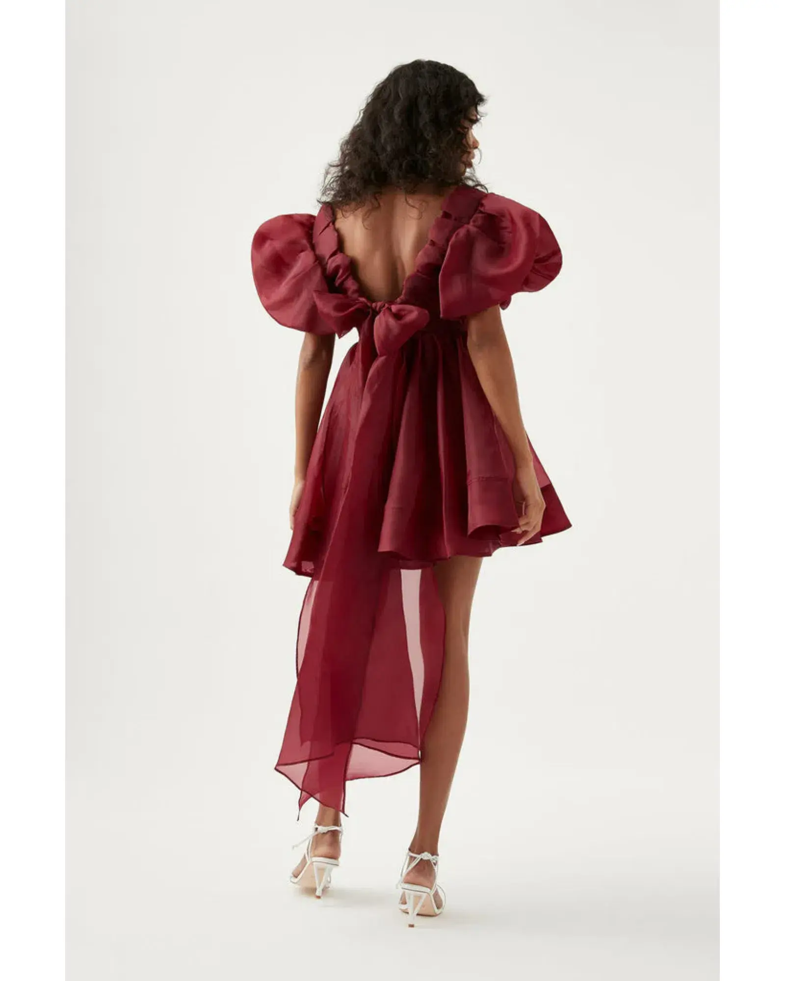 Aje Gretta Organza Mini Dress Burgundy Size AU 6 - Image 4