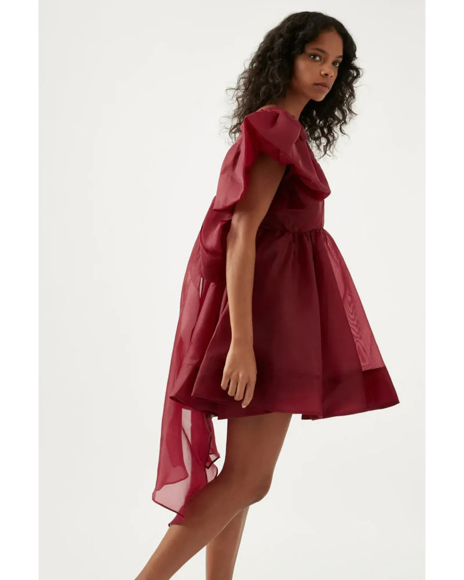 Aje Gretta Organza Mini Dress Burgundy Size AU 6 - Image 2
