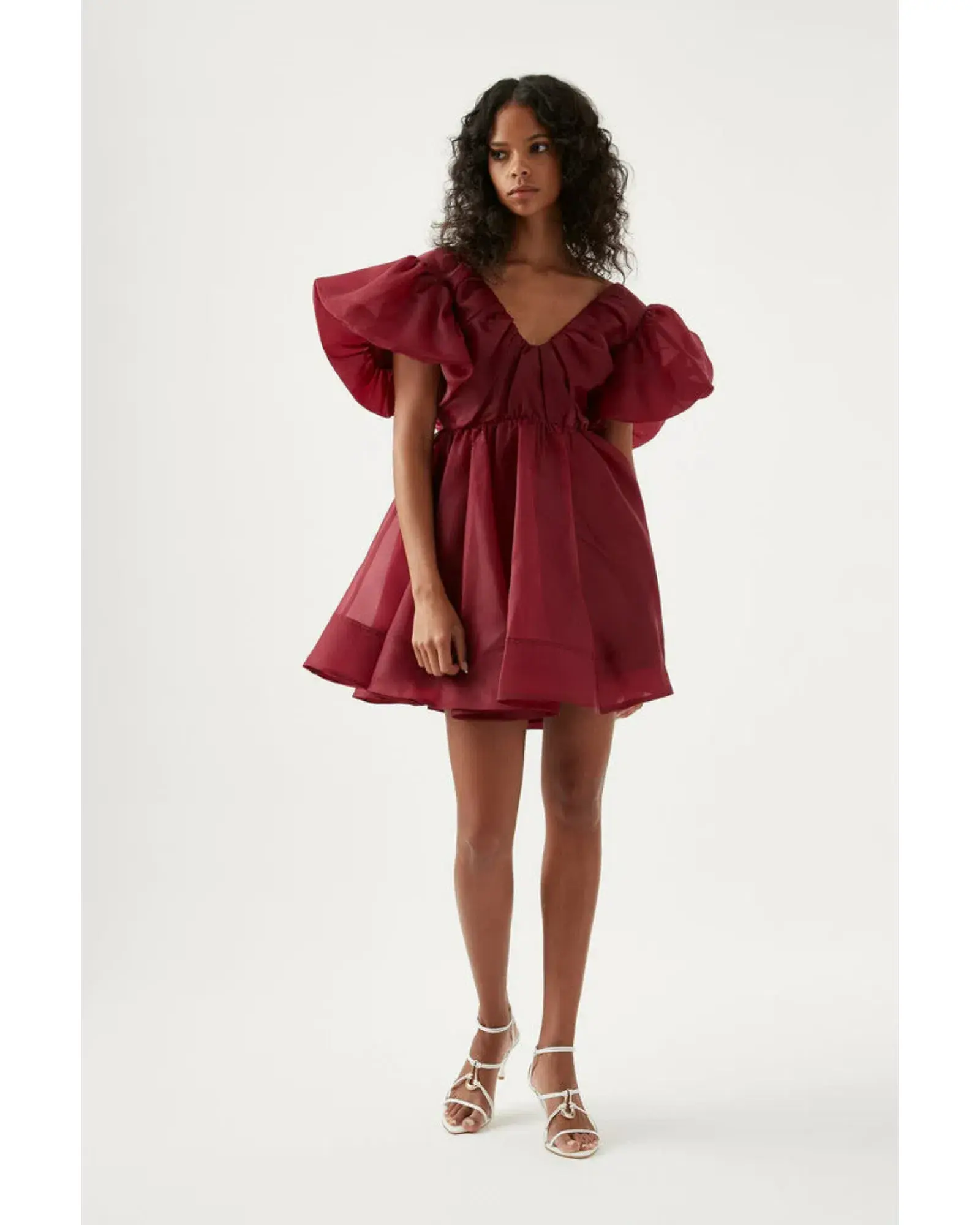 Aje Gretta Organza Mini Dress Burgundy Size AU 6 - Image 3