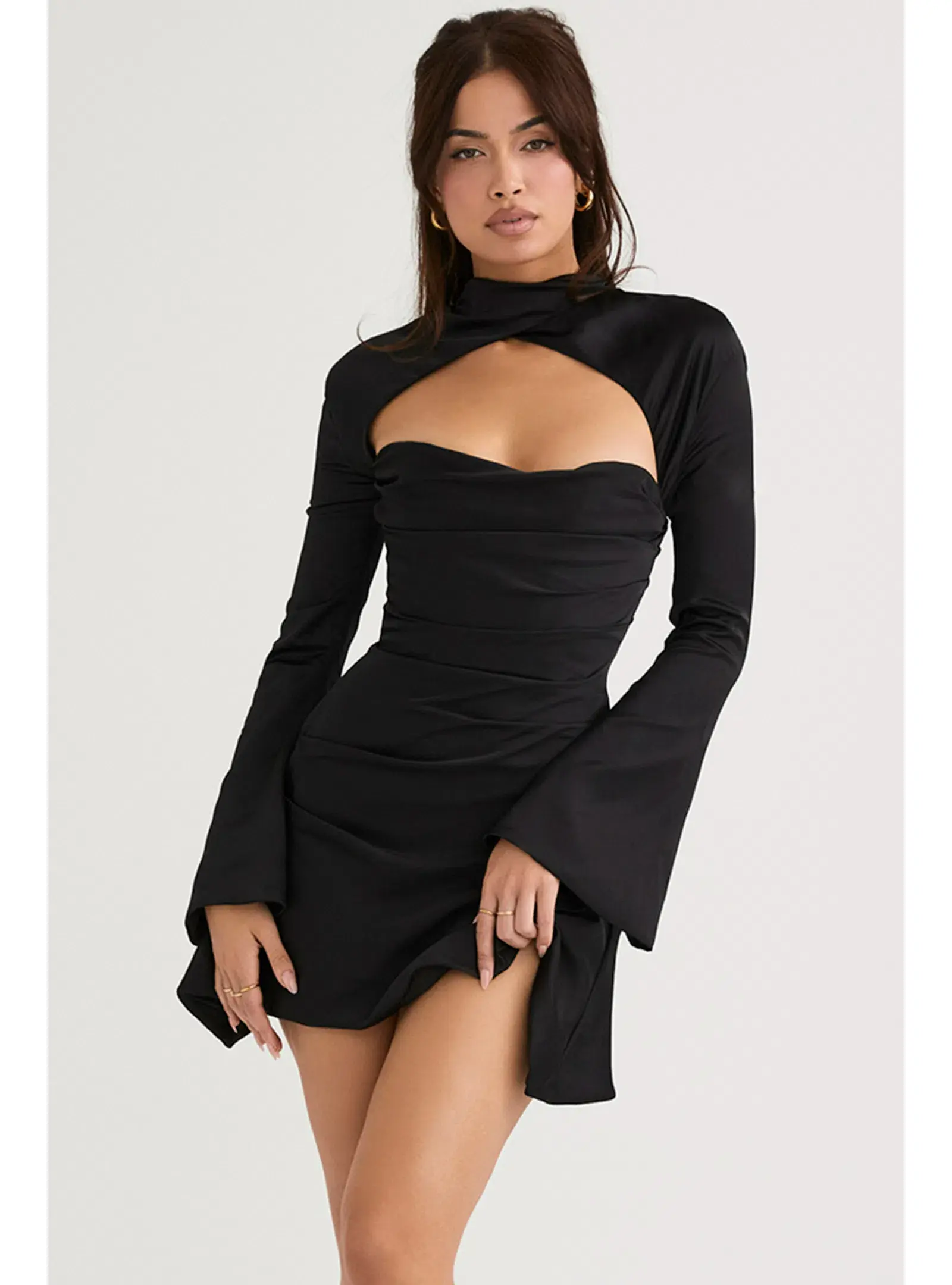 House of CB Toira Draped Corset Mini Dress Black Size Small / AU 8 - Image 1