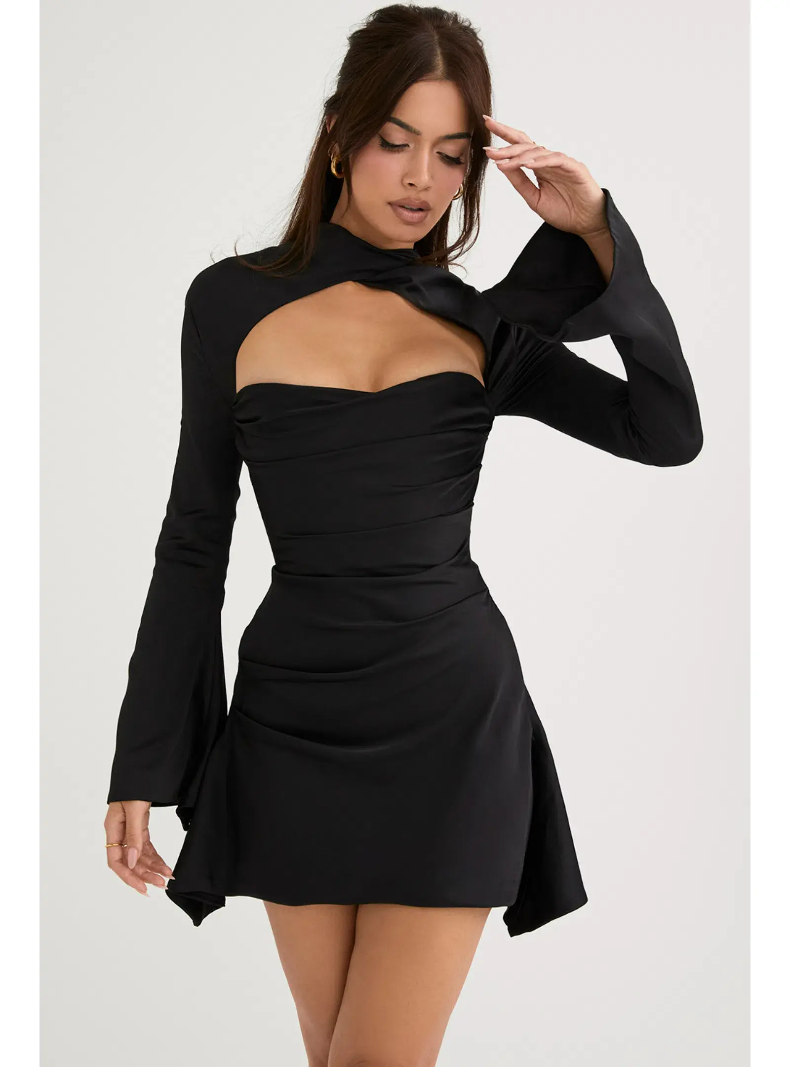 House of CB Toira Draped Corset Mini Dress Black Size Small / AU 8 - Image 3